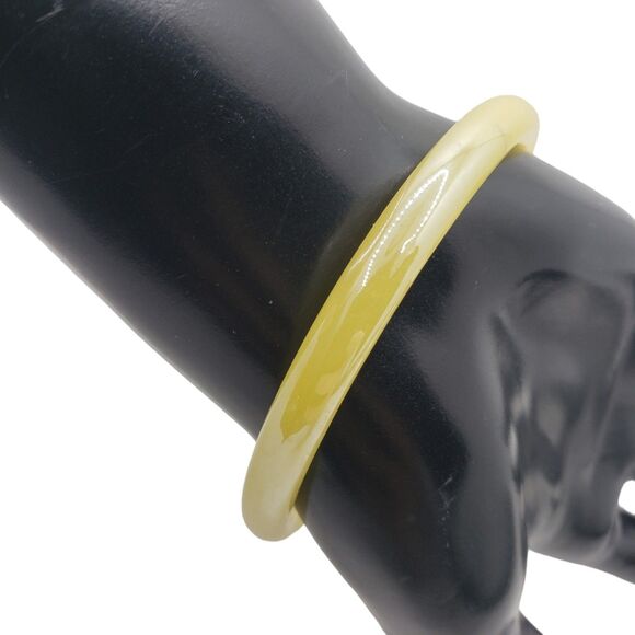 Vintage Iridescent Yellow Glass Bangle Bracelet Stackable Colorful - Picture 7 of 7